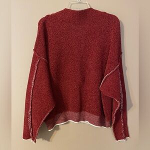 Zenana Outfitters Deep Red Cowl Neck Sweater